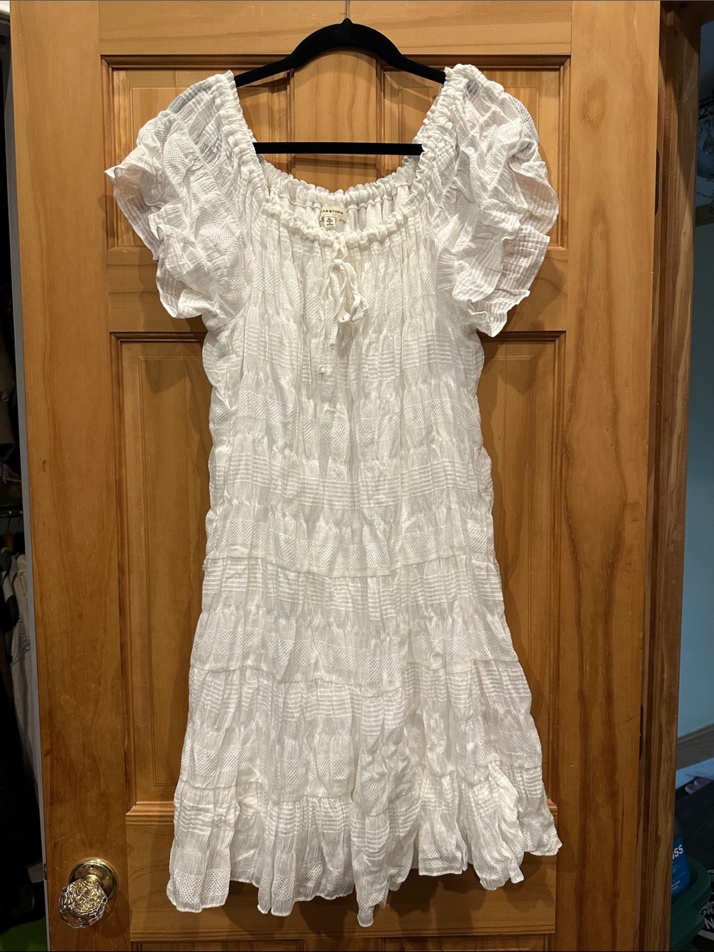 Max Studio White Ruffled Midi Dress